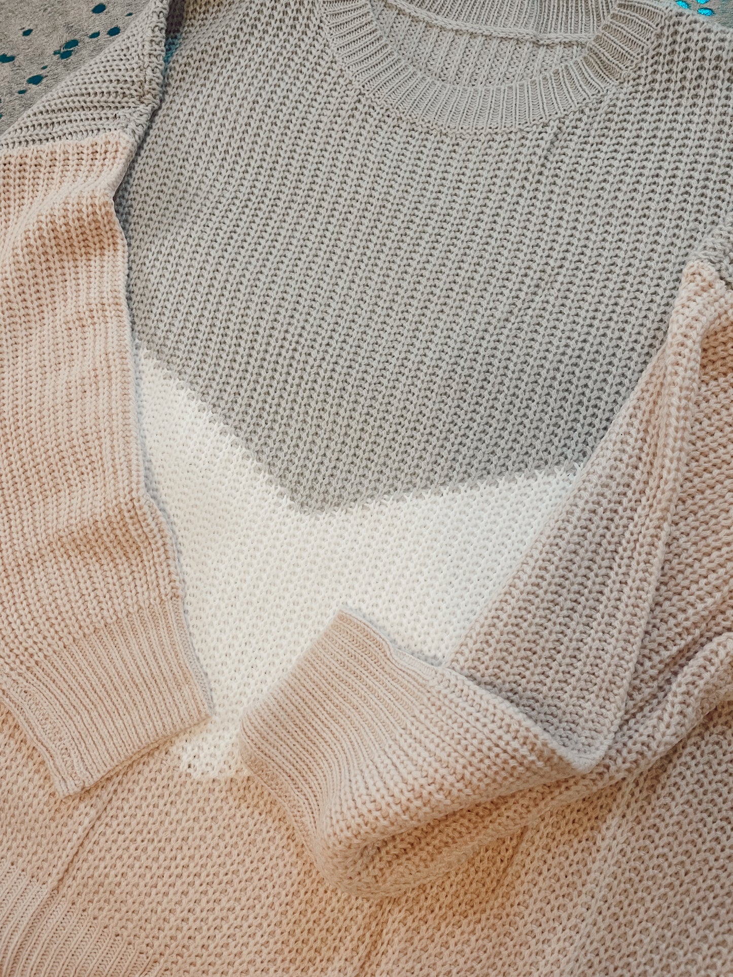 Long sleeve color block striped loose sweater