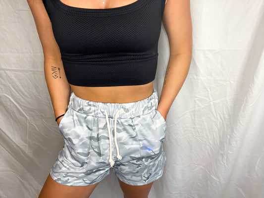 White Camouflage Shorts