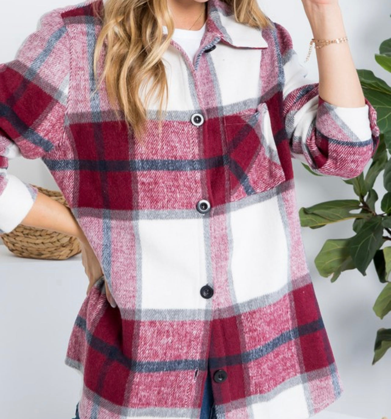 Plus Size Maroon Shacket