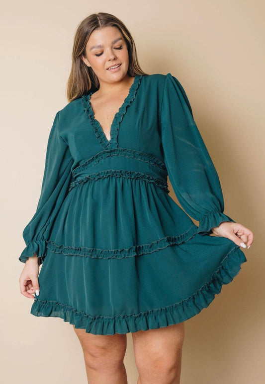 Green Deep V Neck Dress