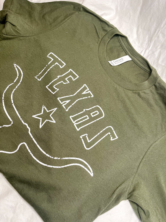 TEXAS STAR GRAPHIC T-SHIRT OLIVE GREEN